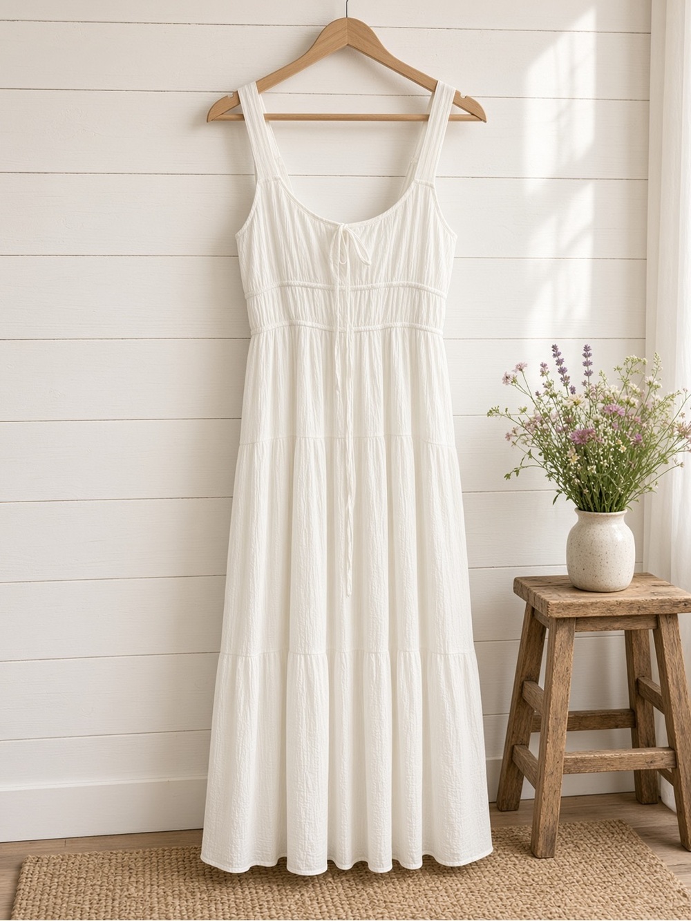 Front Tie Keyhole Detail Sleeveless Midi Dress Small